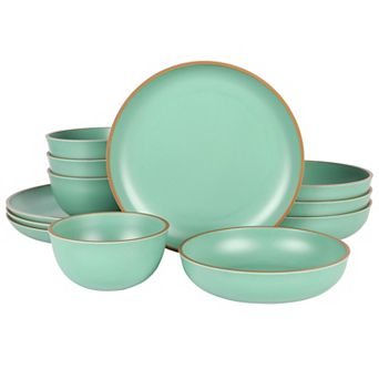 12 pc Double Bowl Malemine Dinnerware Set