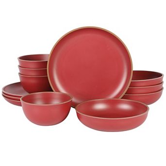 12 pc Double Bowl Malemine Dinnerware Set