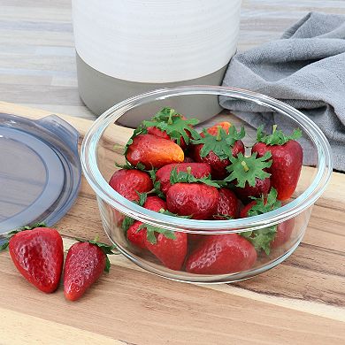 32 Ounce Round Glass Storage Container in Grey