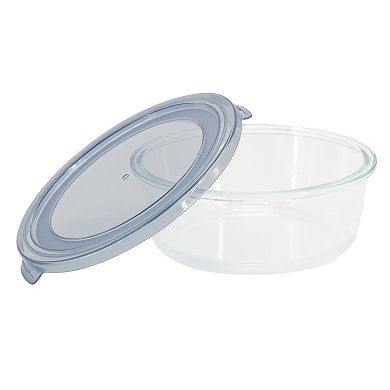 32 Ounce Round Glass Storage Container in Grey