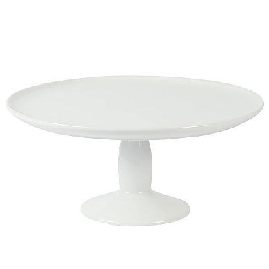 12 Inch Fine Ceramic Round Cake Stand With Server in White