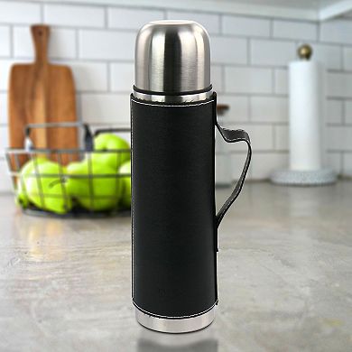 23oz Stainless Steel Thermal Travel Bottle in Leatherette