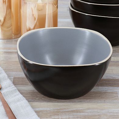 Hometrends Soho Lounge 4 Piece 6 Inch Stoneware Bowl Set in Grey