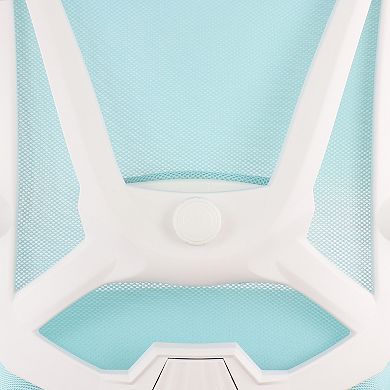 Elama Full Back Mesh Adjustable Office Chair with Headrest in Blue with White Frame