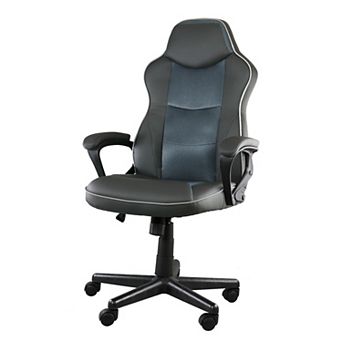 Elama High Back Faux Leather Adjustable Office Chair in Black