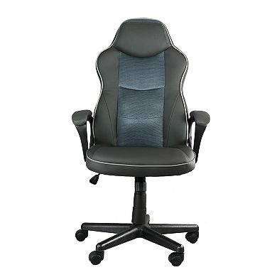 Elama High Back Faux Leather Adjustable Office Chair in Black