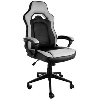 Elama High Back Adjustable Faux Leather Office Chair in Gray and Black