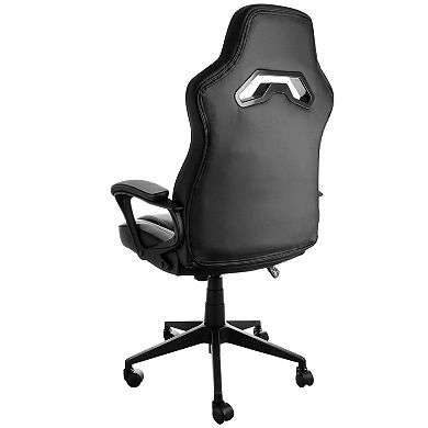 Elama High Back Adjustable Faux Leather Office Chair in Gray and Black