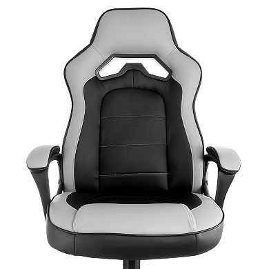 Elama High Back Adjustable Faux Leather Office Chair in Gray and Black