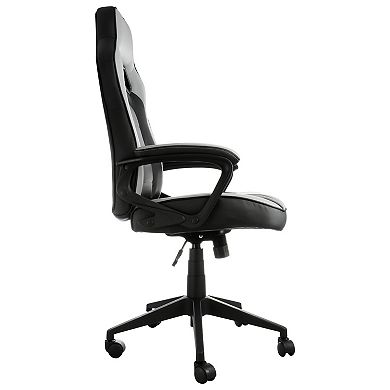 Elama High Back Adjustable Faux Leather Office Chair in Gray and Black
