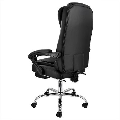 Elama High Back Adjustable Faux Leather Office Chair in Black with Adjustable Footrest
