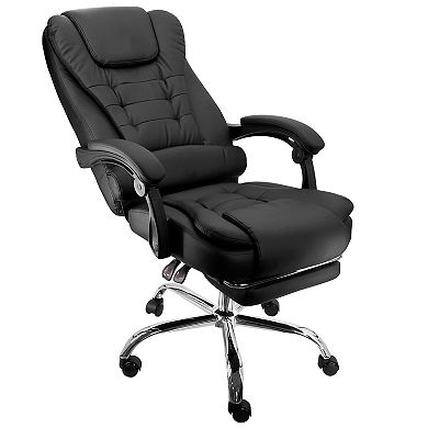 Elama High Back Adjustable Faux Leather Office Chair in Black with Adjustable Footrest
