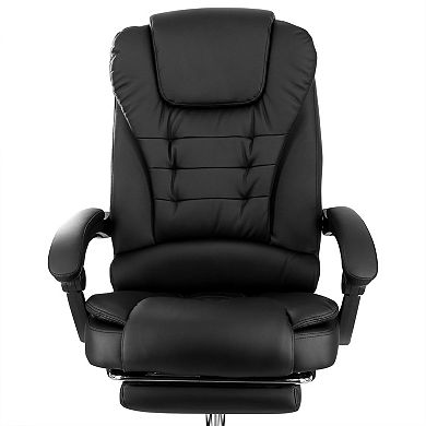 Elama High Back Adjustable Faux Leather Office Chair in Black with Adjustable Footrest