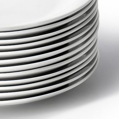 Elama Porcelain 12 Piece Large Round Dinner Plate Set in White