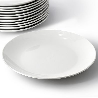 Elama Porcelain 12 Piece Large Round Dinner Plate Set in White