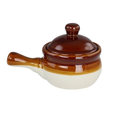 Elama 4 Piece Long Handle 15 Ounce French Onion Soup Bowl with Lid