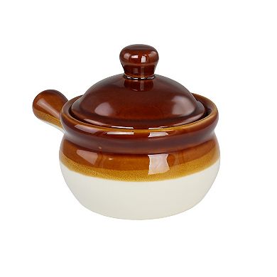 Elama 4 Piece Long Handle 15 Ounce French Onion Soup Bowl with Lid