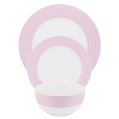 12 Piece Banded Fine Ceramic Dinnerware Set