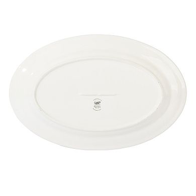 4 Piece Ceramic Serving Set in White With Poinsettia Decorations