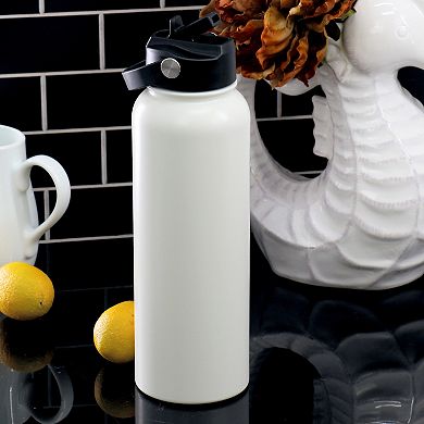 38oz Stainless Steel Thermal Bottle with Lid in Cream