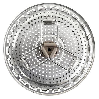 Stainless Steel Telescopic Folding Steamer Insert with Handle in Taupe