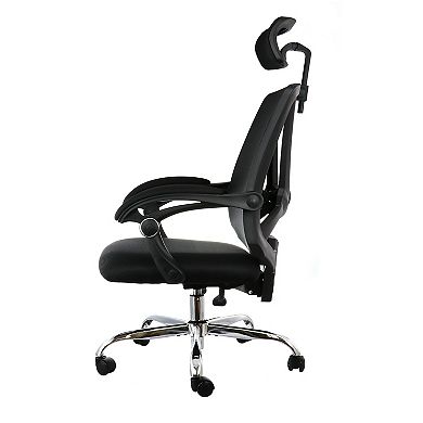 Elama Full Back Mesh Adjustable Office Chair with Headrest in Black