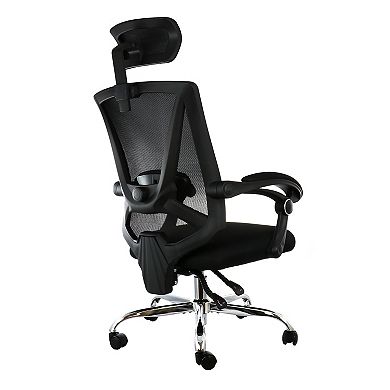 Elama Full Back Mesh Adjustable Office Chair with Headrest in Black