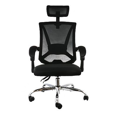 Elama Full Back Mesh Adjustable Office Chair with Headrest in Black