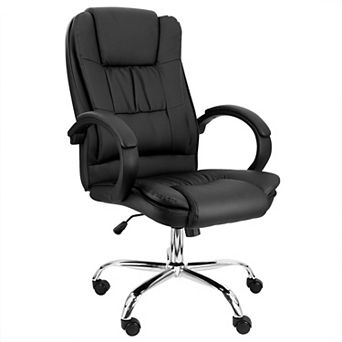 Elama High Back Adjustable Faux Leather Office Chair in Black