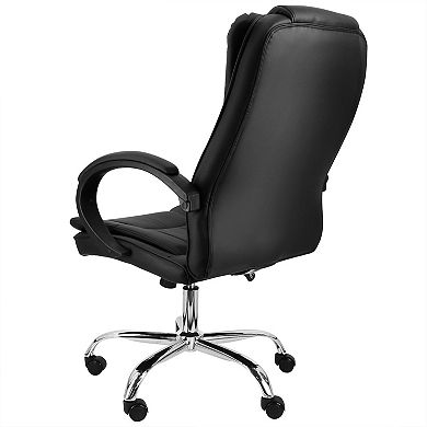 Elama High Back Adjustable Faux Leather Office Chair in Black