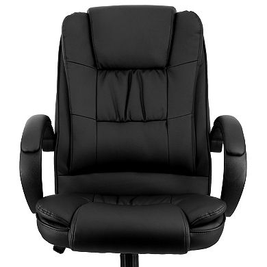 Elama High Back Adjustable Faux Leather Office Chair in Black