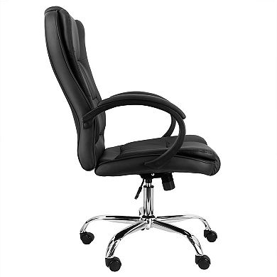 Elama High Back Adjustable Faux Leather Office Chair in Black