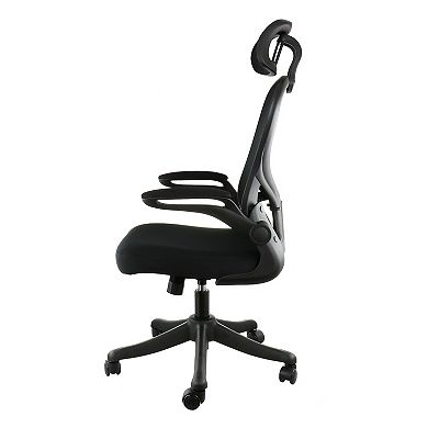 Elama High Back Adjustable Mesh and Fabric Office Chair in Black and Gray with Adjustable Head Rest