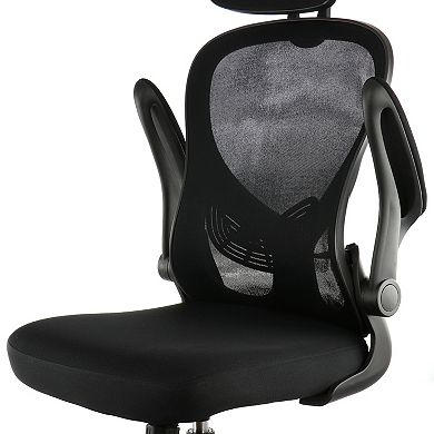 Elama High Back Adjustable Mesh and Fabric Office Chair in Black and Gray with Adjustable Head Rest
