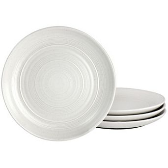 4 pc 7 in Stoneware Appetizer Plate Set in Off-White