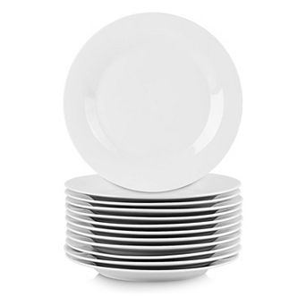 Elama Professional Kitchen 12 pc Round Porcelain Salad Plate Set in White