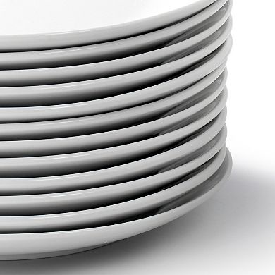 Elama Professional Kitchen 12 Piece Round Porcelain Salad Plate Set in White