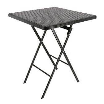 Elama Plastic Rattan Folding Square Table in Black
