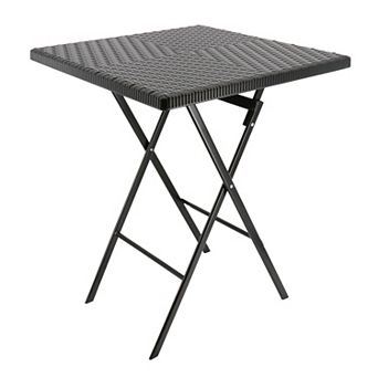 Elama Plastic Rattan Folding Square Table in Black