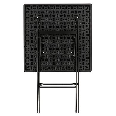 Elama Plastic Rattan Folding Square Table in Black