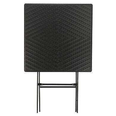 Elama Plastic Rattan Folding Square Table in Black