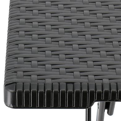 Elama Plastic Rattan Folding Square Table in Black