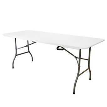 Elama 8 Foot Plastic Folding Table in White