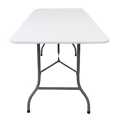 Elama 8 Foot Plastic Folding Table in White