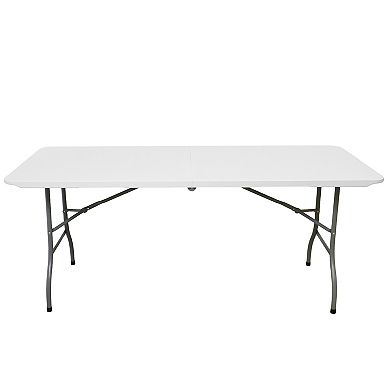 Elama 8 Foot Plastic Folding Table in White