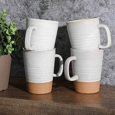 4 Piece 17 Ounce Round Earthenware Mug Set