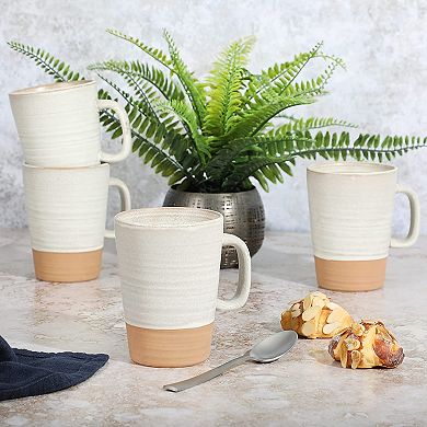 4 Piece 17 Ounce Round Earthenware Mug Set