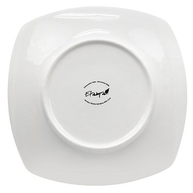 Elama 12 Piece Square Porcelain Large Dinner Plates in White