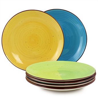 Elama Sebastian 6 pc Stoneware Dinner Plate Set in Assorted Colors