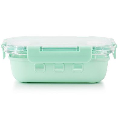 21 Ounce Glass Container with Snap On Lid in Mint